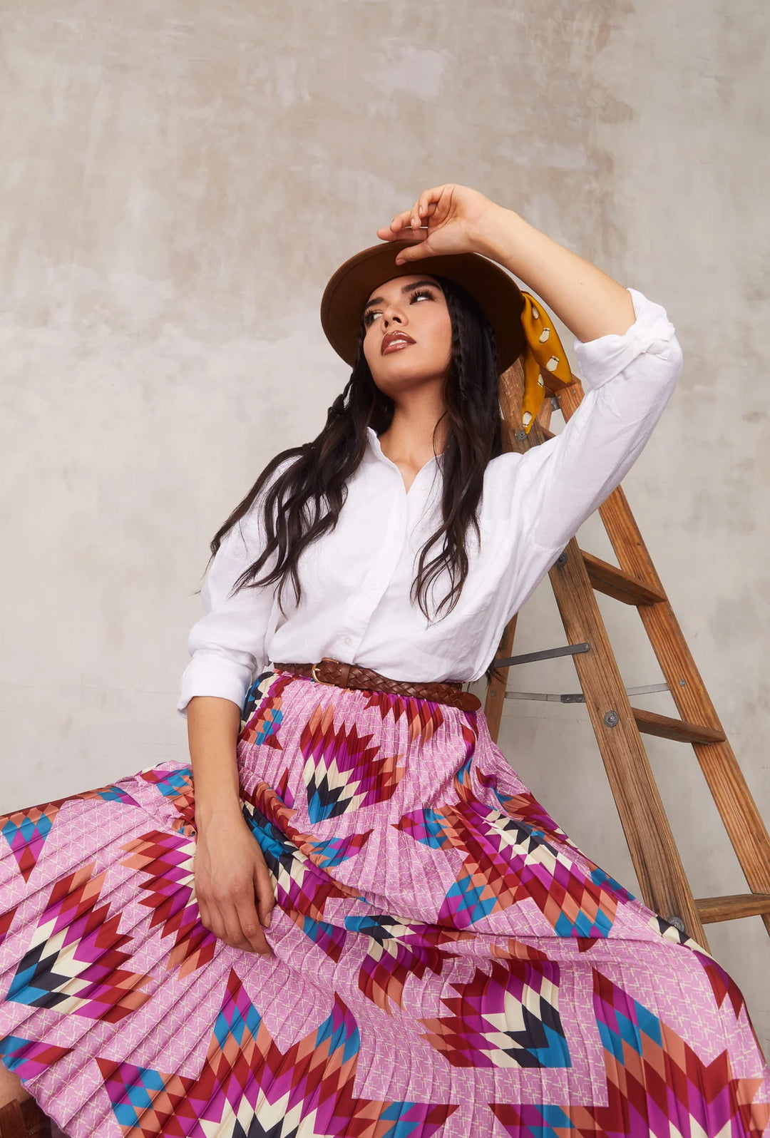 B.YELLOWTAIL Purple Pleated Midi Skirt