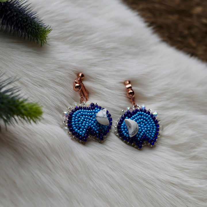 Mercedes G. Mini Bison Beaded Clip-On Earrings