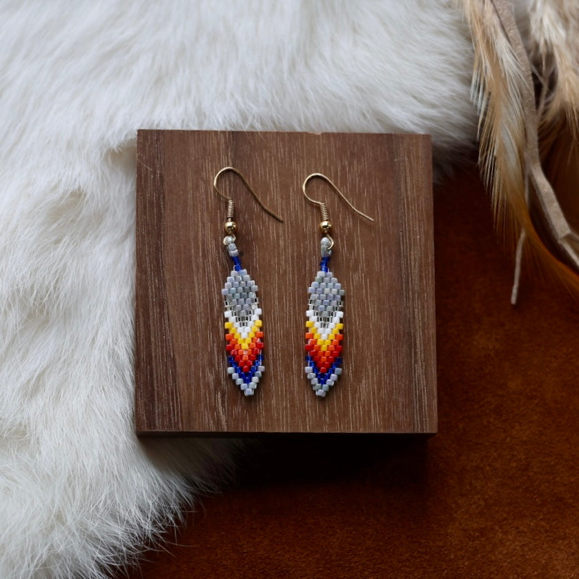 Dorothy B. Mini Peyote Feather Earrings