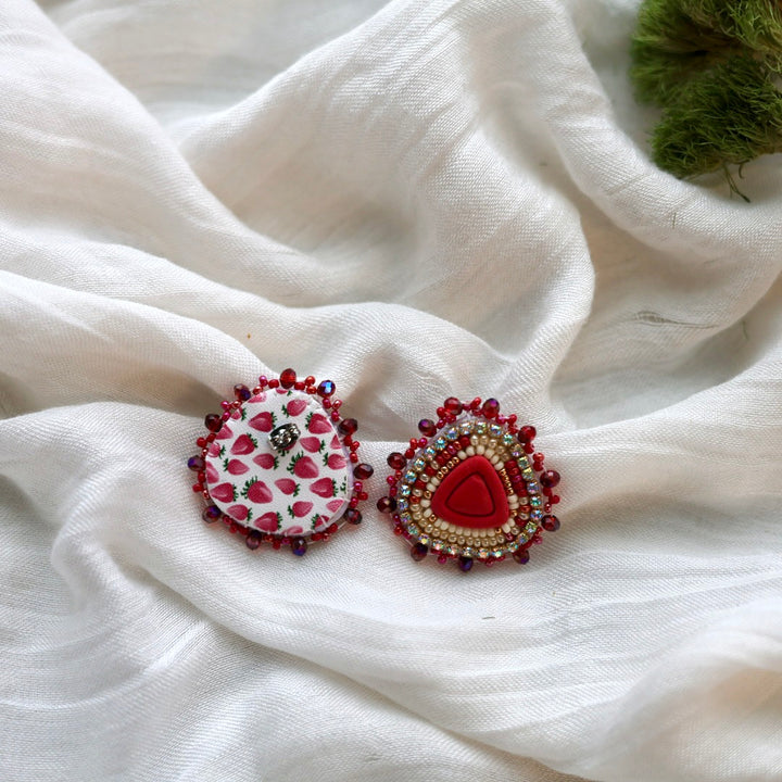 Prairie Beads Red Triangle Beaded Earrings