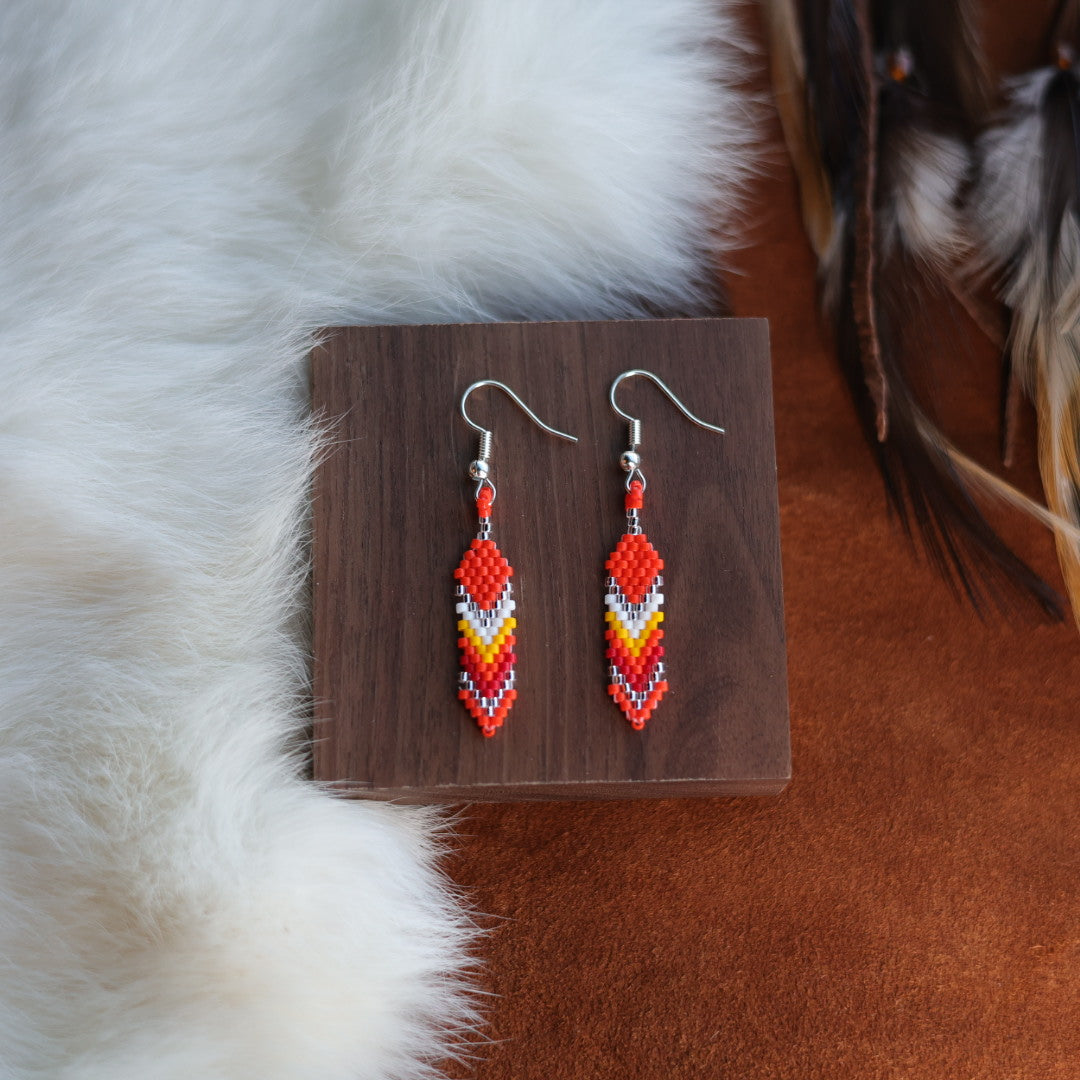Dorothy B. Mini Peyote Feather Earrings