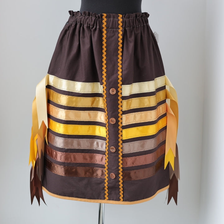 Vi's CREE-ations Brown Button Panel Ribbon Skirt