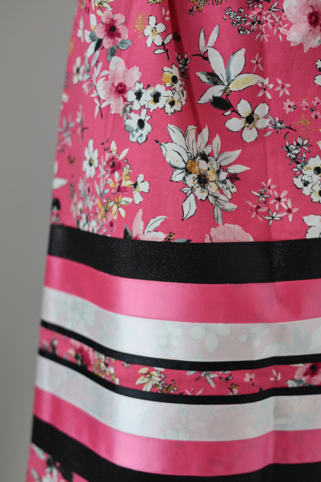 Adeline C. Pink Floral Ribbon Skirt