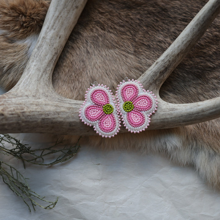 Keegan W. Beaded Small Half Floral Earrings