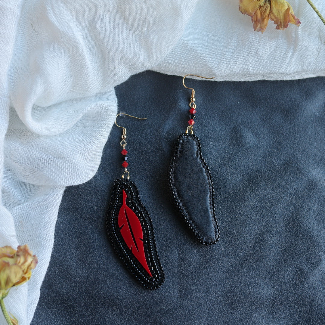 Beth Rose Designs Acrylic Feather Beaded Earrings