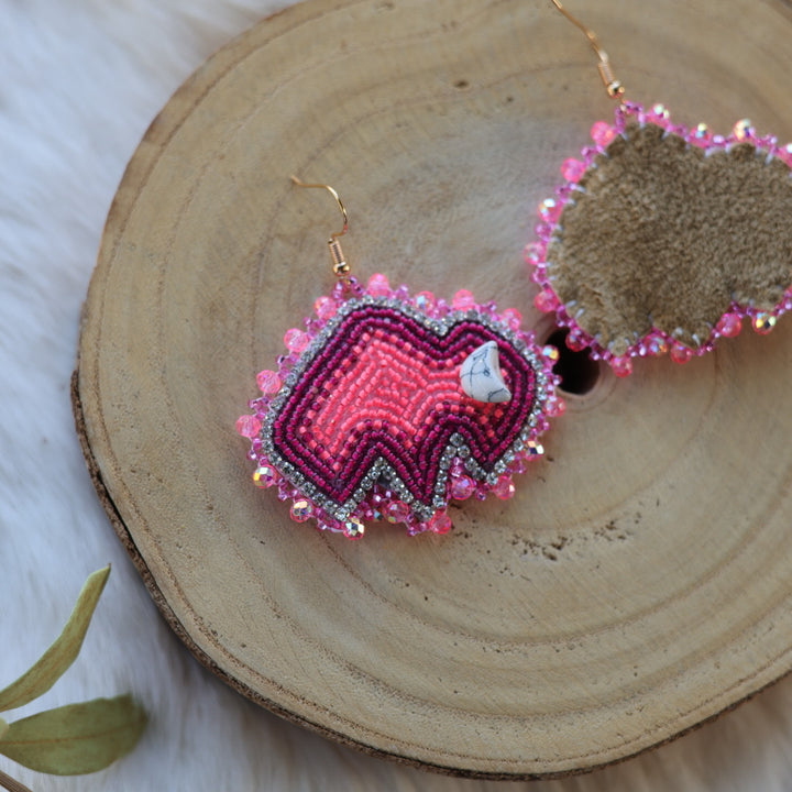 Mercedes G. Pink Duotone Bison Beaded Earrings