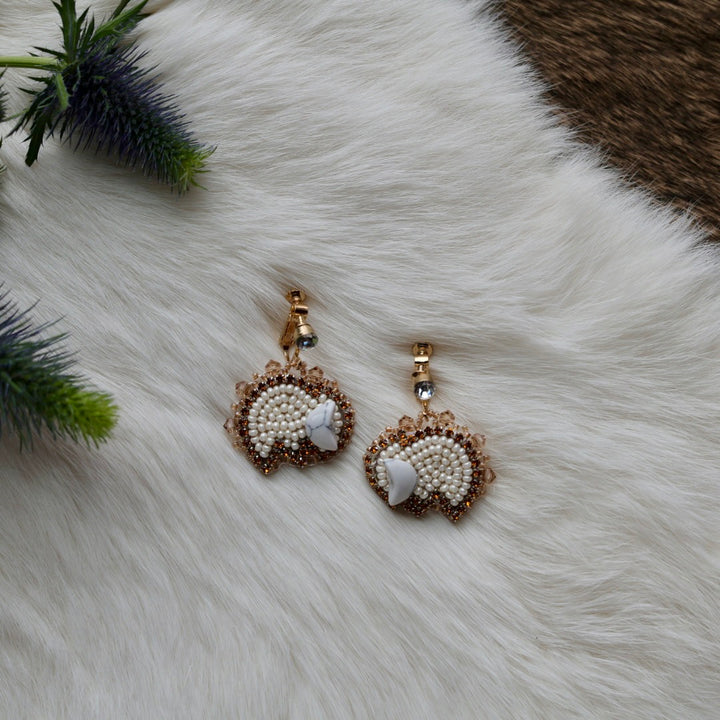 Mercedes G. Mini Bison Beaded Clip-On Earrings