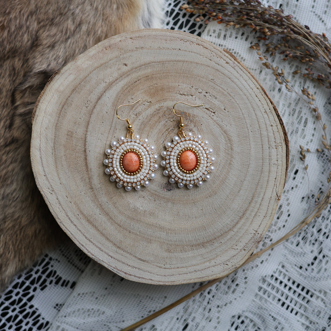 Prairie Sage Beadwork Spiny Oyster Beaded Earrings