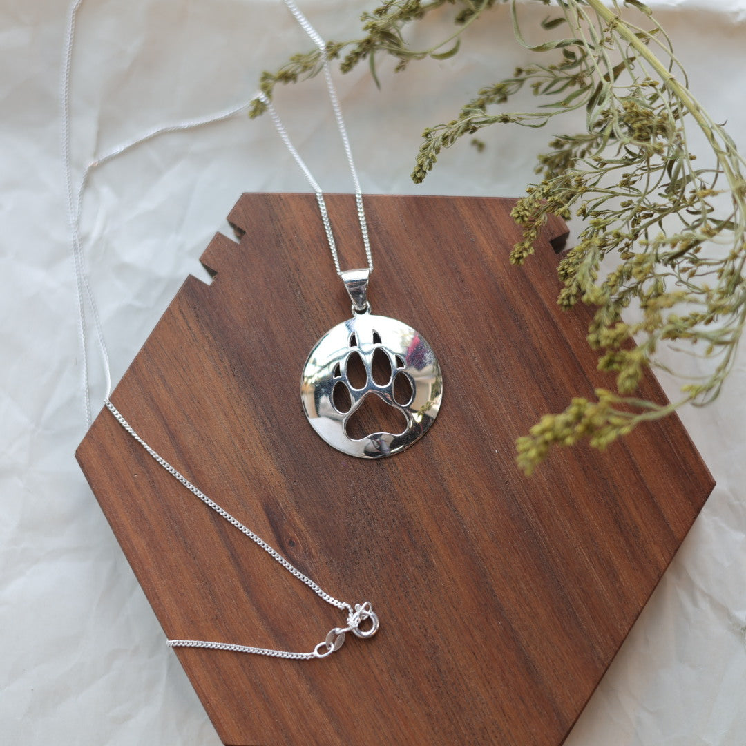 Medicine Bear Arts Wolf Paw Cut Out Earrings & Necklace