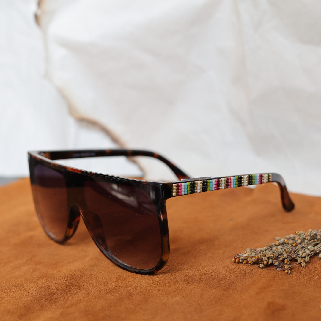 Rebelina Oversized Shield Beaded Sunglasses