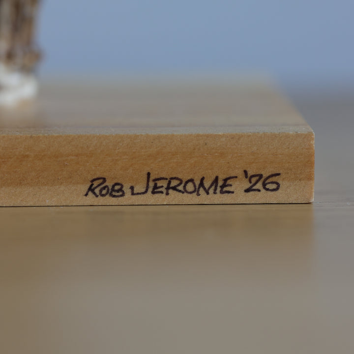 Rob Jerome Medium Loon Antler Carving on Wooden Base