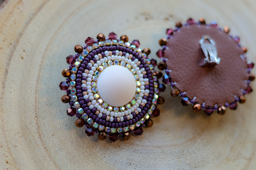 Nikki P. Round Brown Clip-on Earrings
