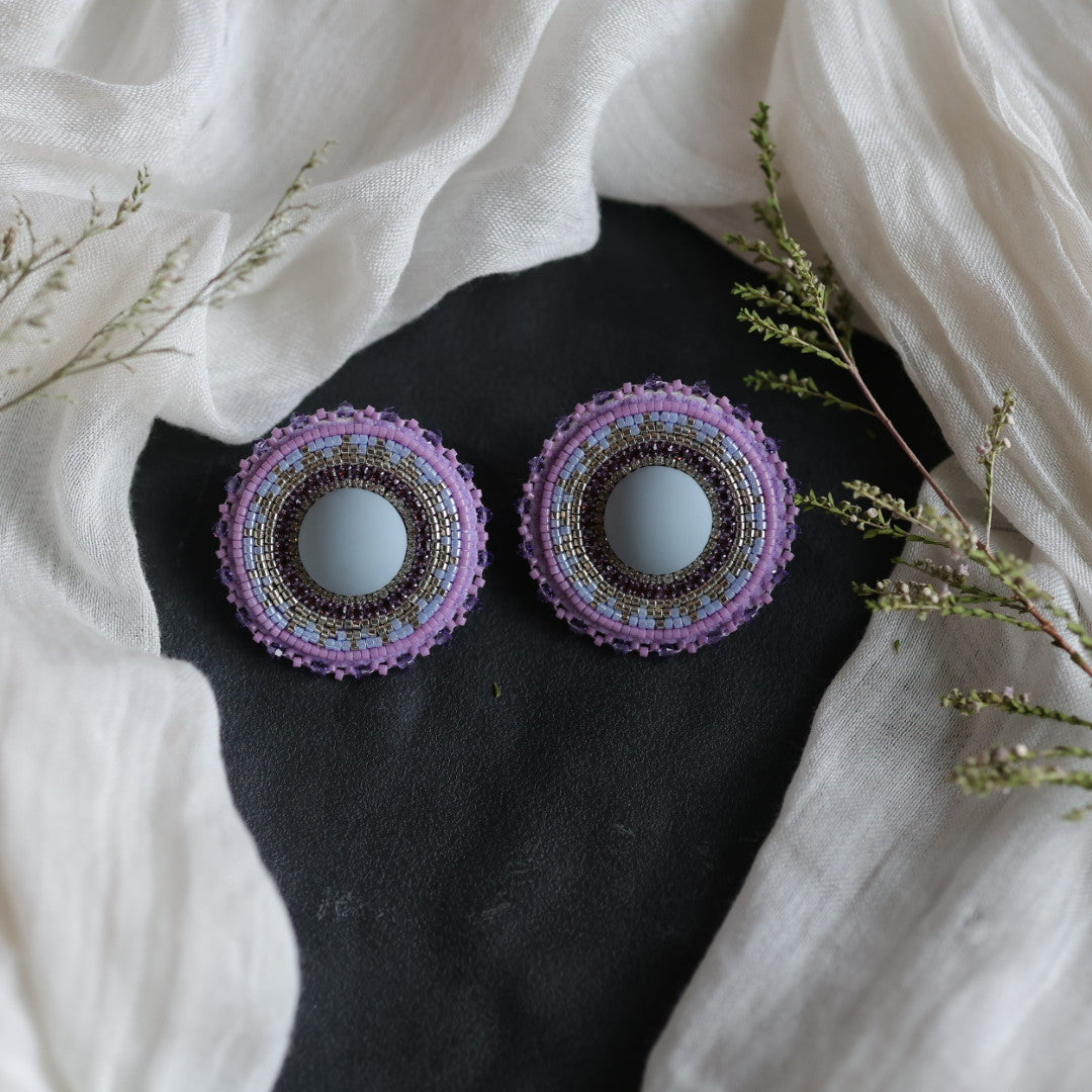 Beth Rose Designs Round Purple Beaded Earrings