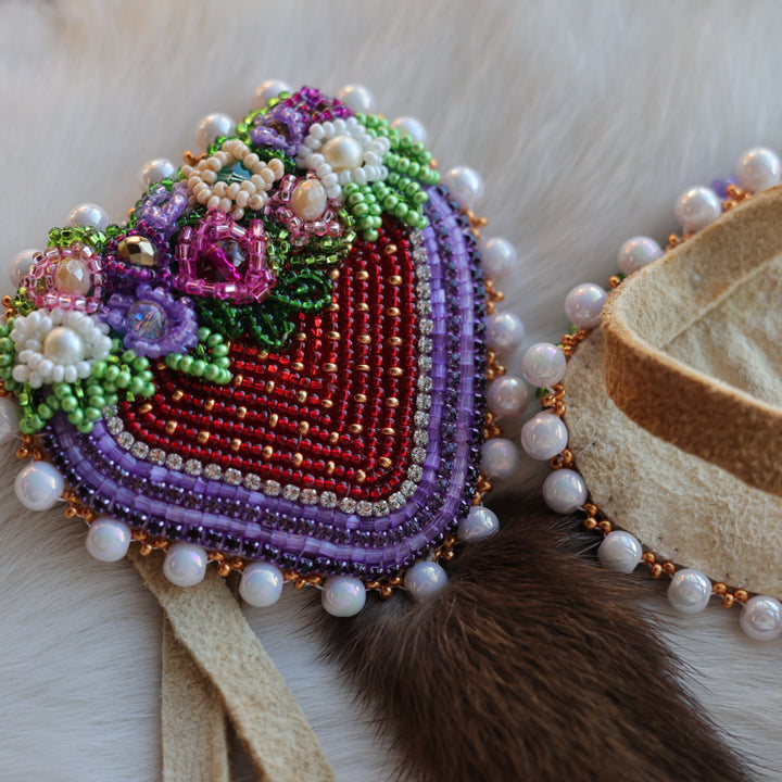 Mercedes G. Beaded Strawberry Hair Ties With Mink Detail