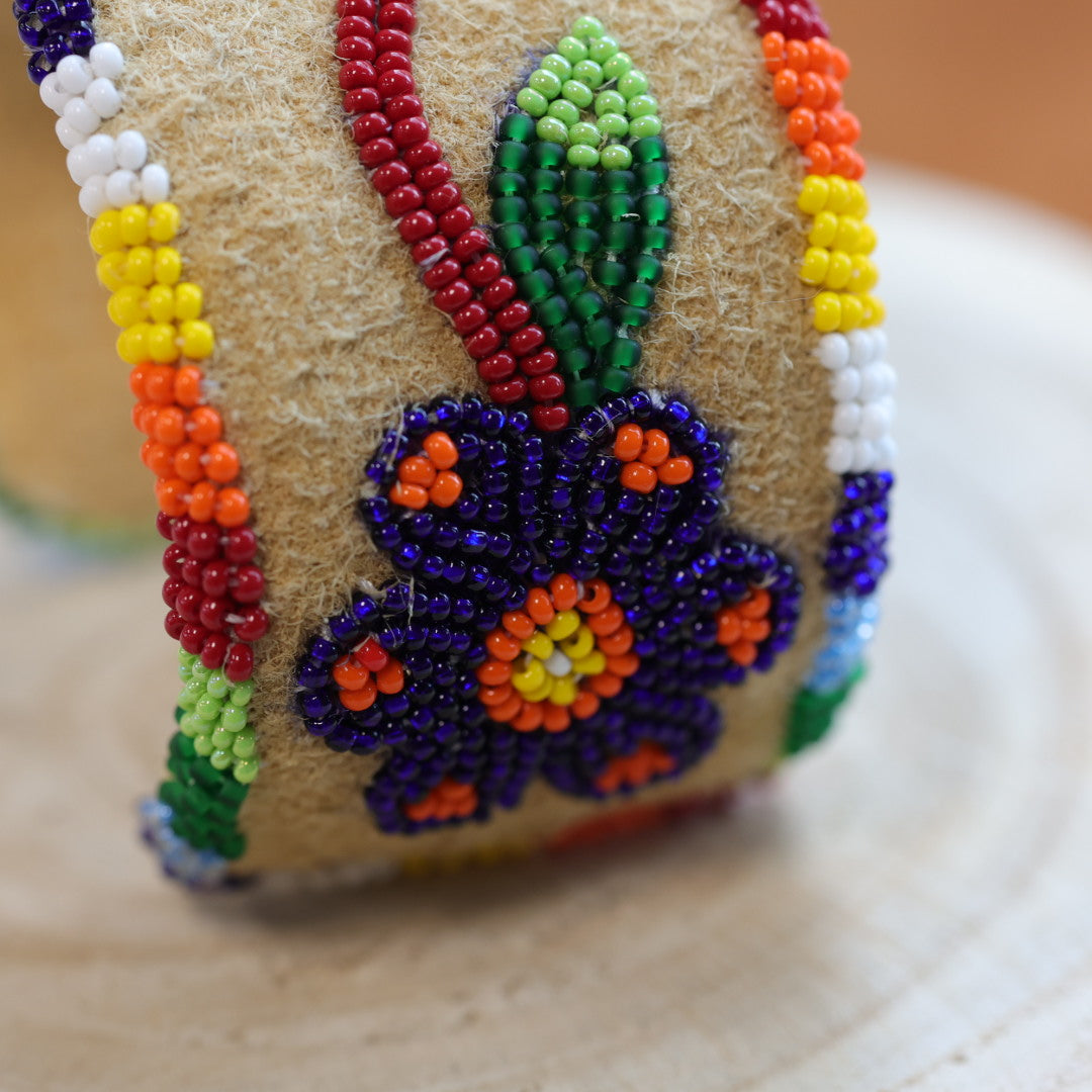 Jeannie A Beaded Smoked Hide Cuff