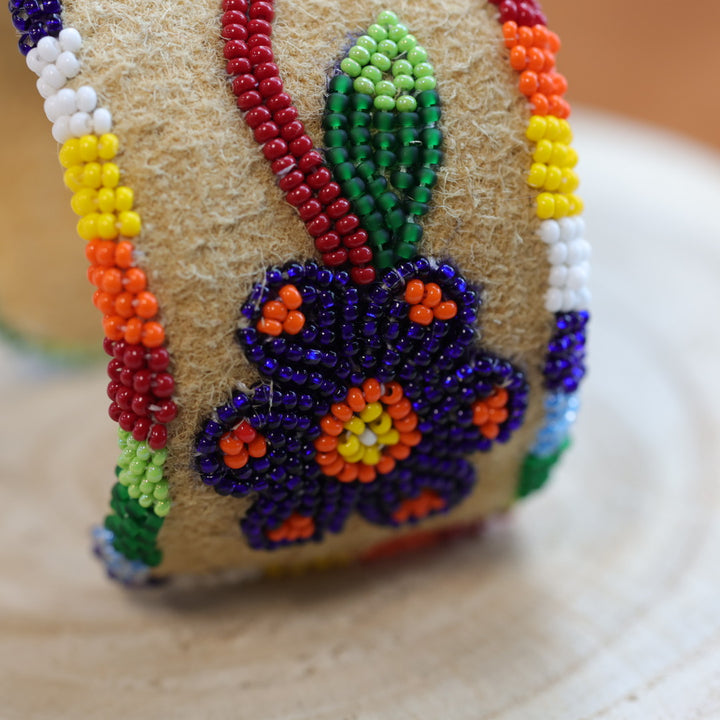Jeannie A Beaded Smoked Hide Cuff
