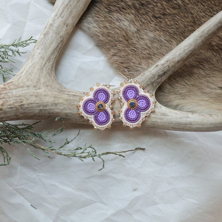 Keegan W. Beaded Small Half Floral Earrings