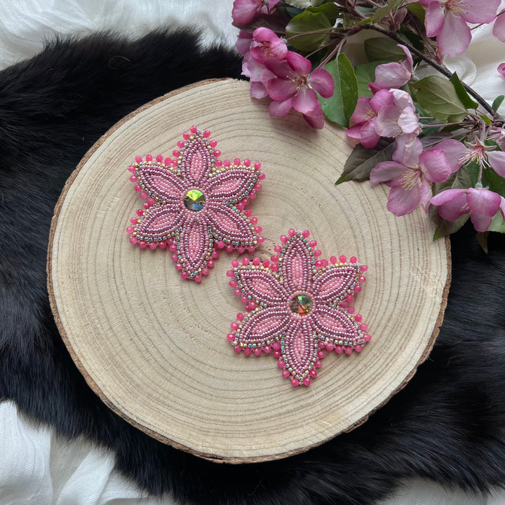 Ironstar Co. 6 Petal Floral Beaded Earrings