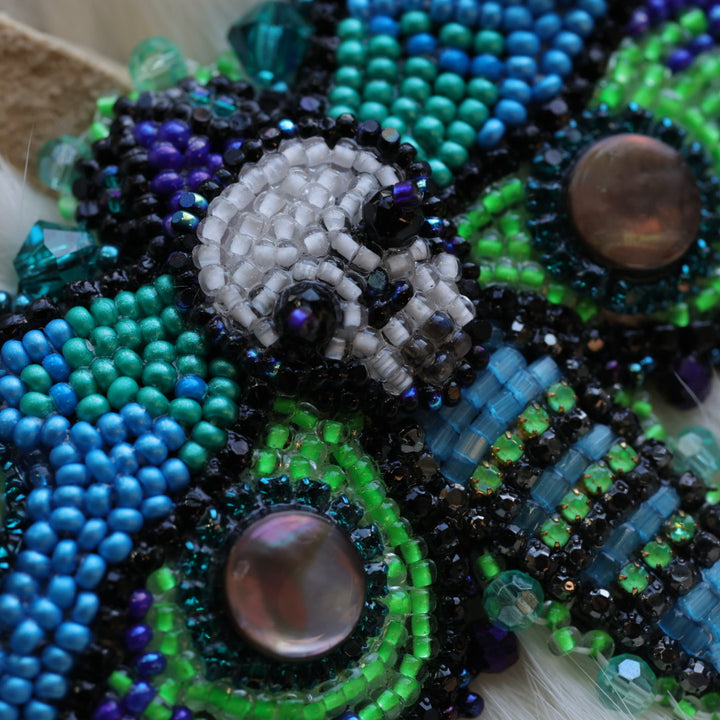 Pieces of Work by Mercedes Moth Beaded Purse Charm
