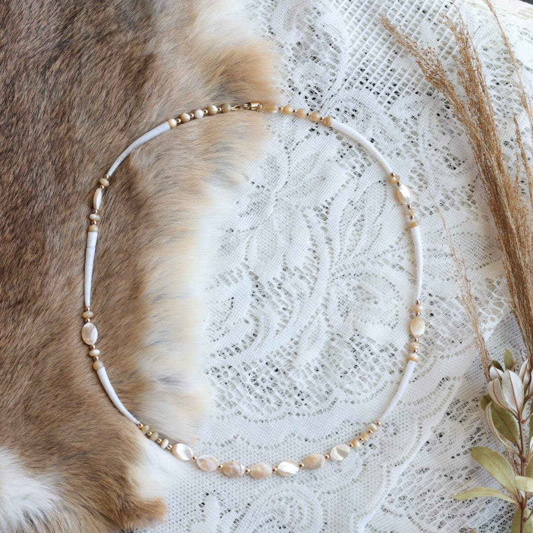 Prairie Sage Beadwork Mother of Pearl & Dentalium Set