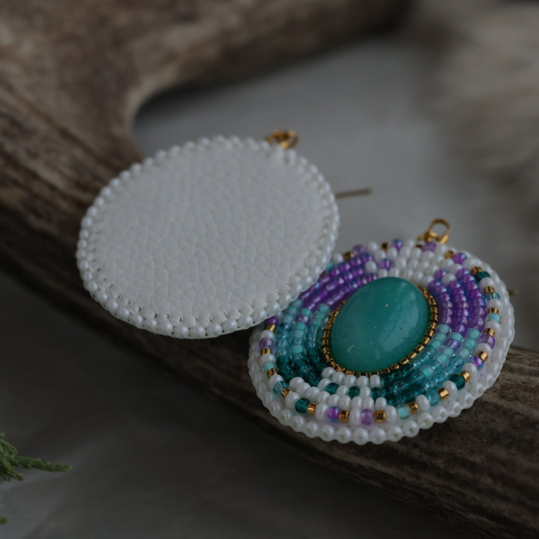 Keegan W. Teal Jade Stone Beaded Earrings