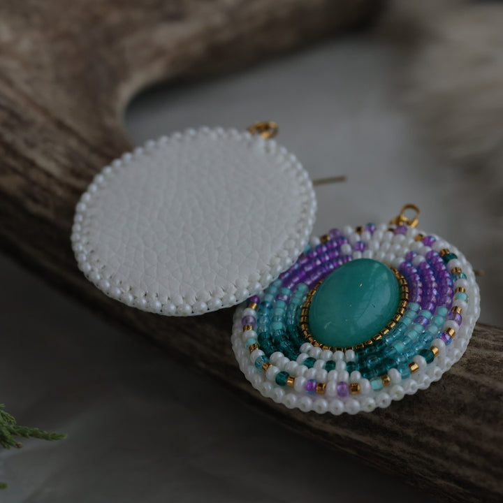 Keegan W. Teal Jade Stone Beaded Earrings