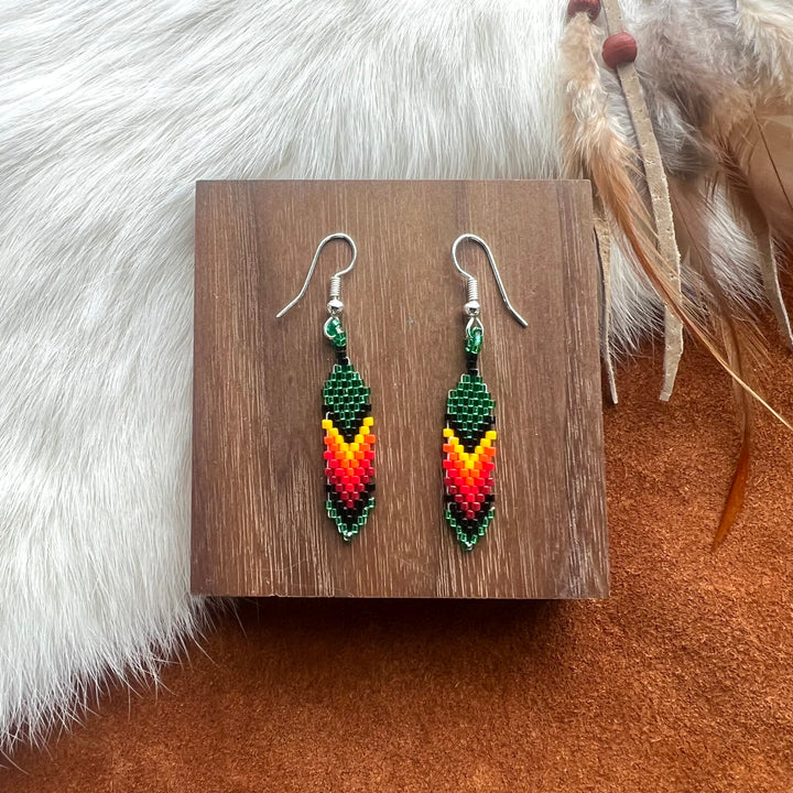 Dorothy B. Mini Peyote Feather Earrings