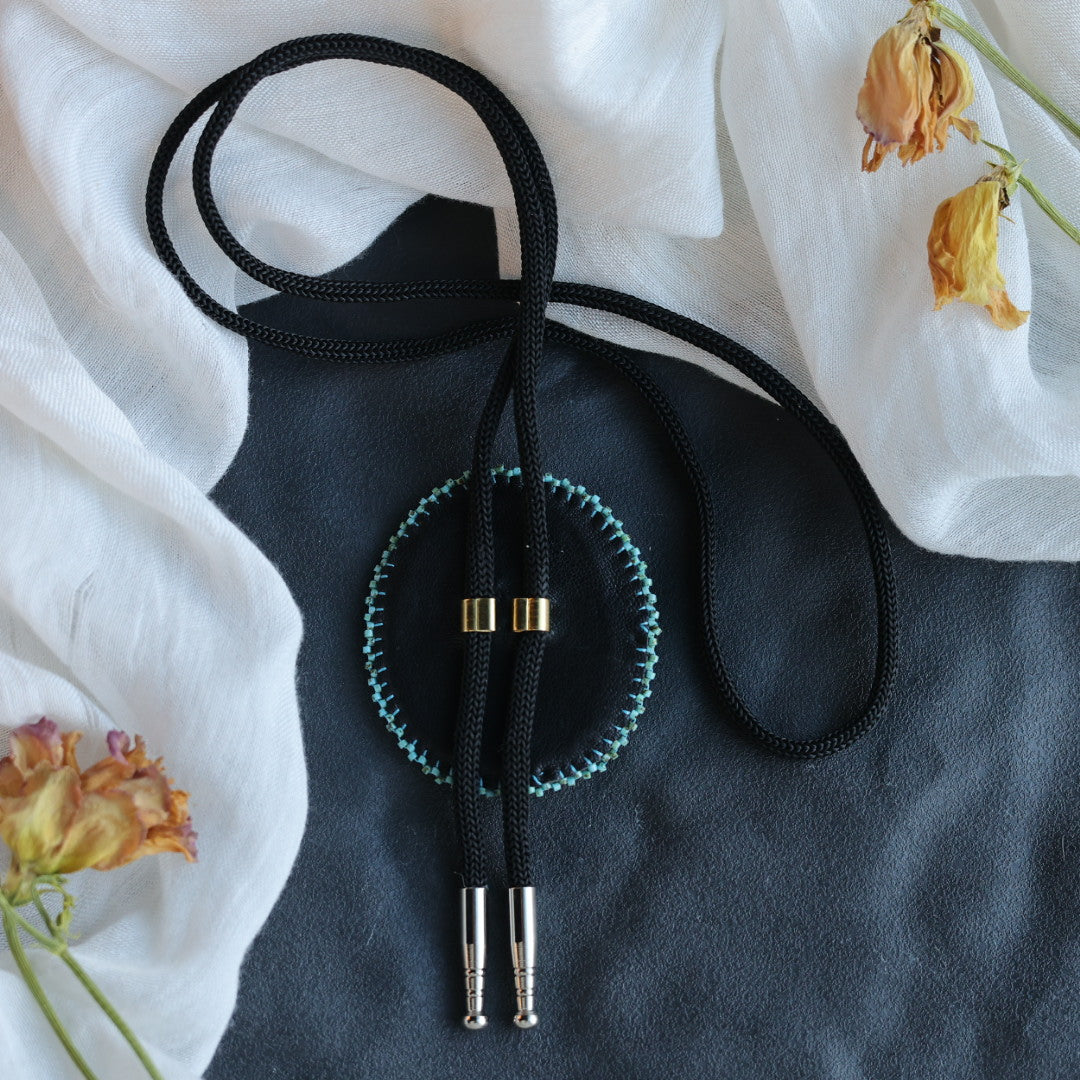 Beth Rose Designs Turquoise & Antler Beaded Bolo Tie