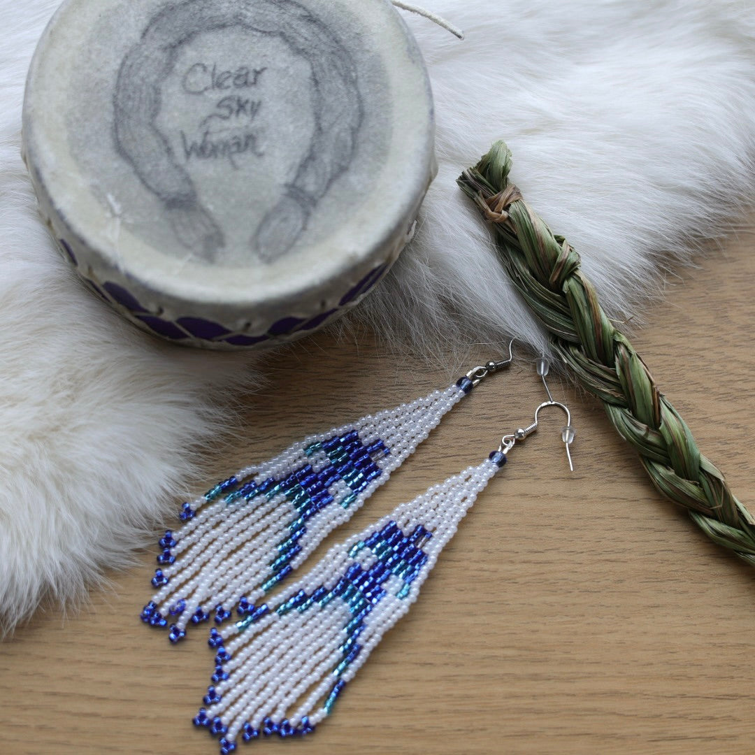 Clear Sky Woman Thunderbird Fringe Earrings