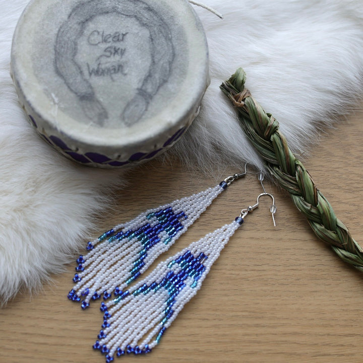 Clear Sky Woman Thunderbird Fringe Earrings