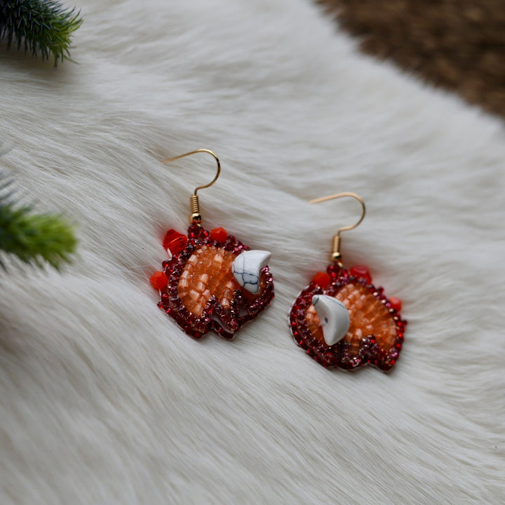 Mercedes G. Mini Bison Beaded Earrings