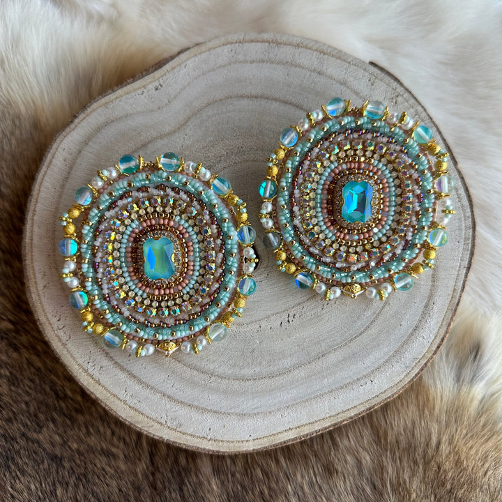 Kristina Cardinal XL Turquoise Statement Earrings