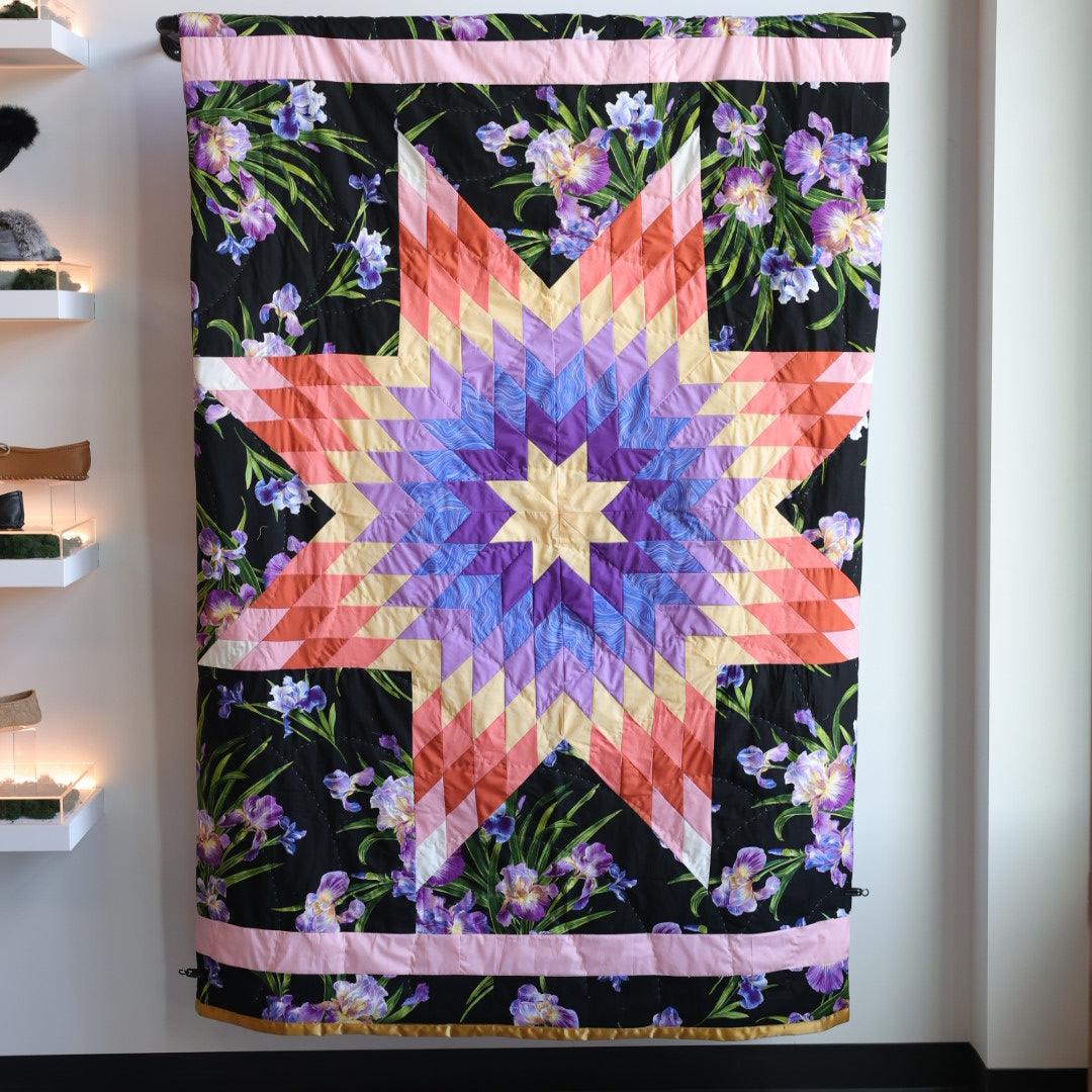 Kishey A. Purple Floral Star Blanket