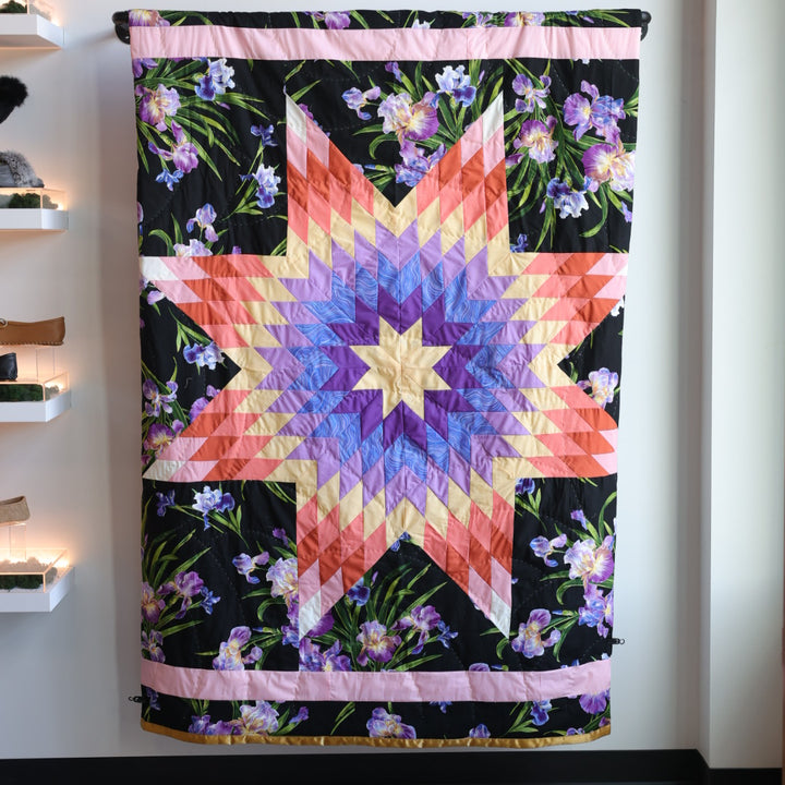 Kishey A. Purple Floral Star Blanket