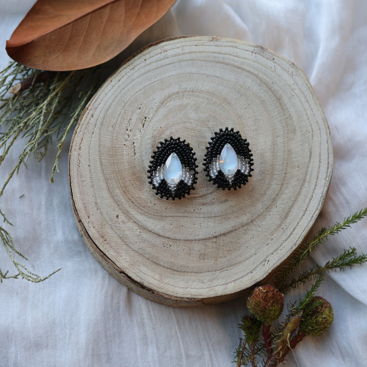 Boreal Forest Beads Gem Teardrop Beaded Earrings