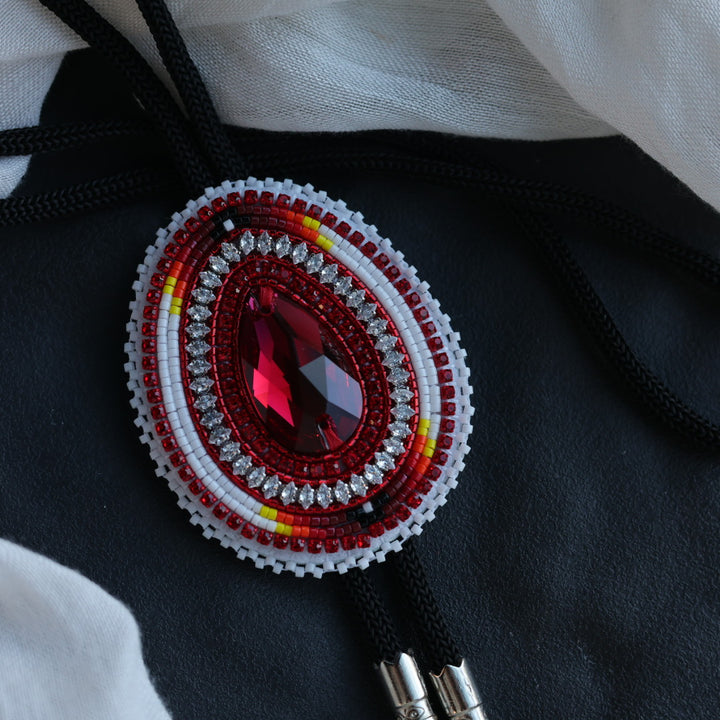 Beth Rose Designs Beaded Teardrop Gem Bolo Tie