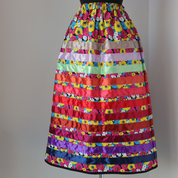 Carol B. Colourful Floral Ribbon Skirt