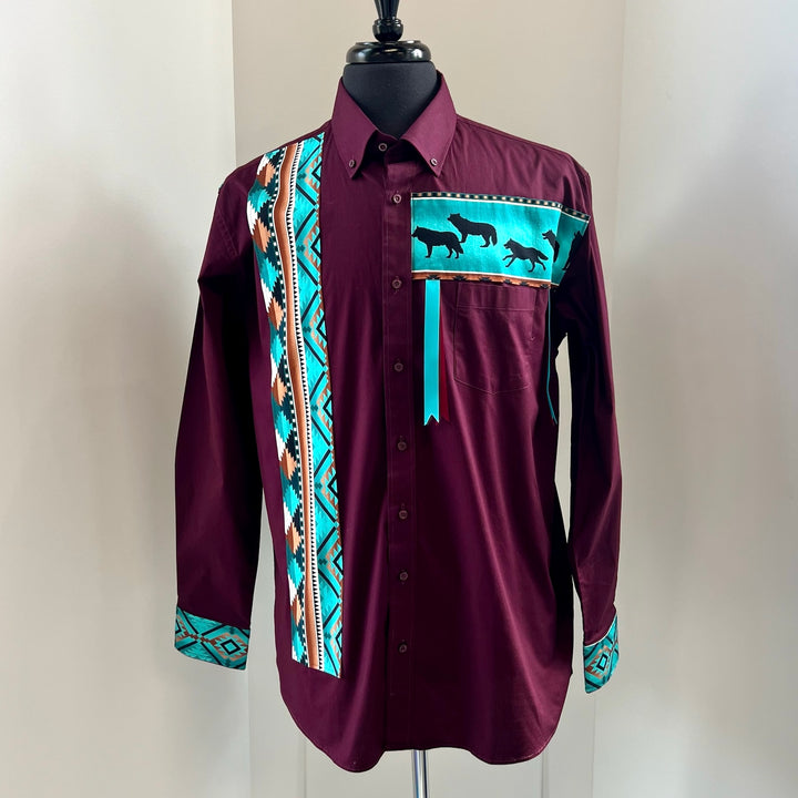 Vi's CREE-ations Wolf Men's Ribbon Shirt