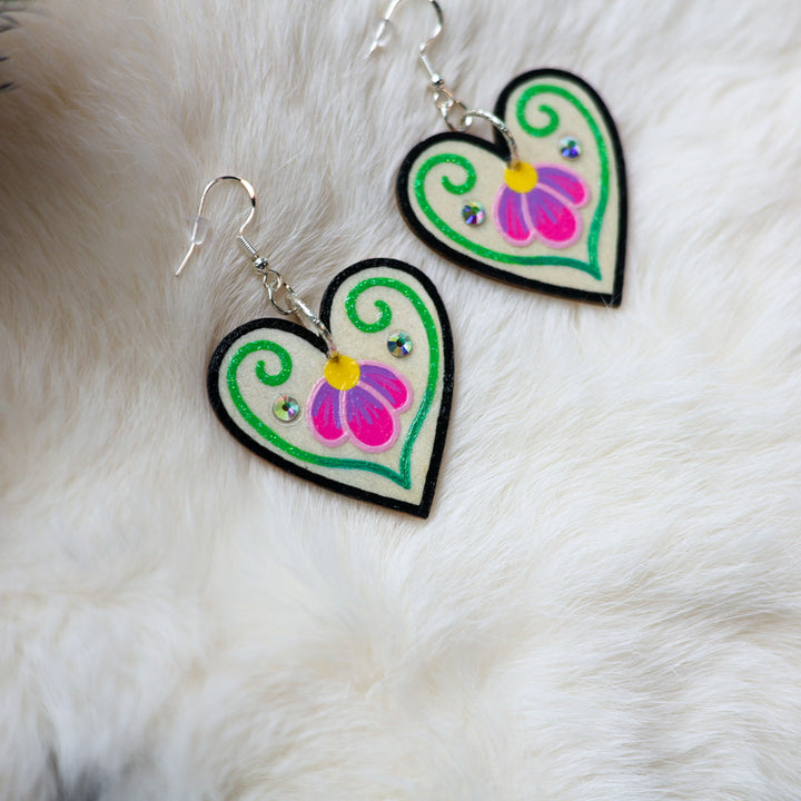 Kristina Cardinal Painted Heart Earrings