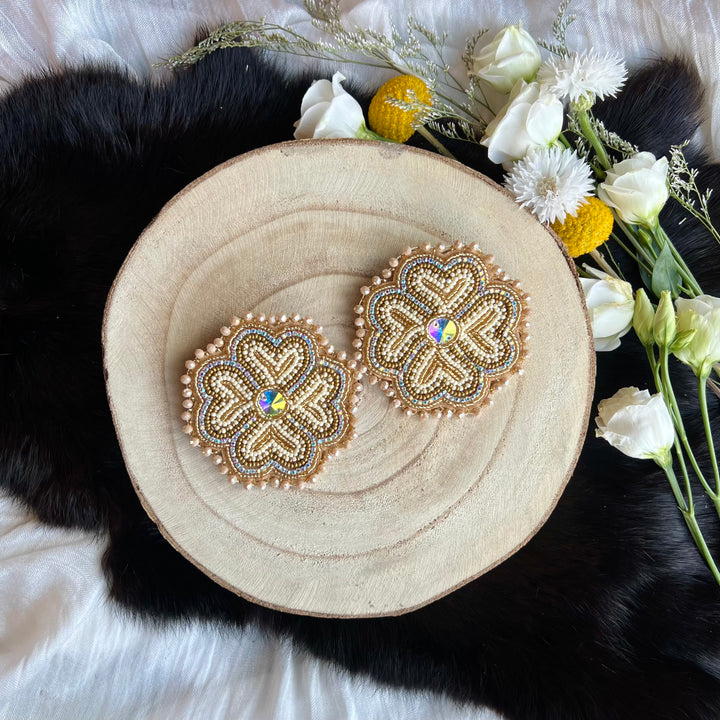 Ironstar Co. 4 Petal Floral Beaded Earrings