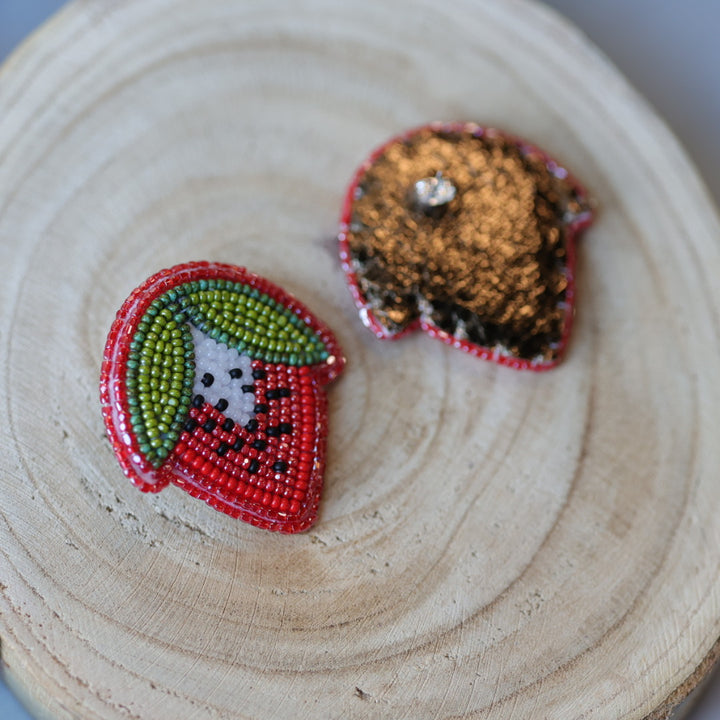 Jess S. Large Beaded Strawberry Earrings