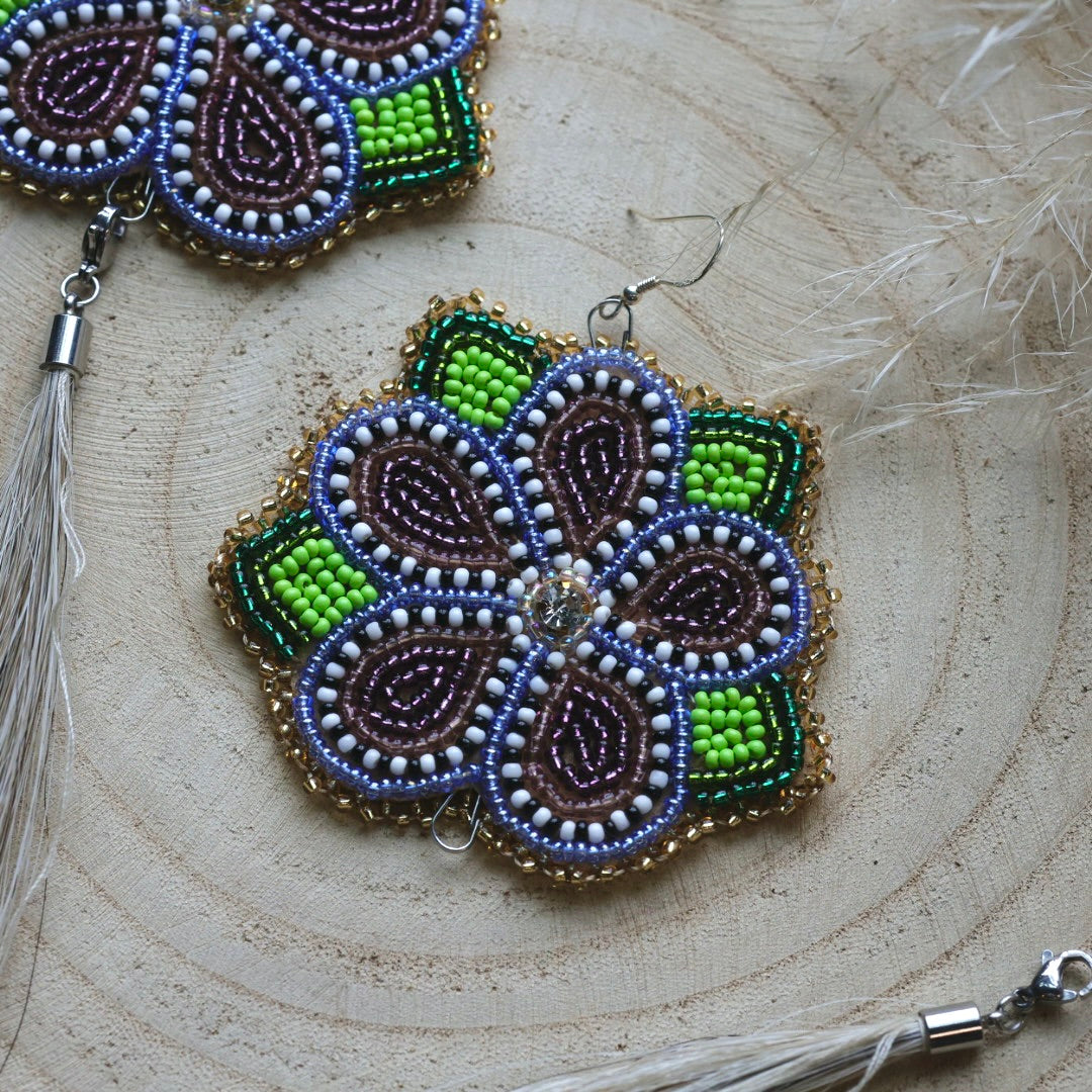 Ironstar Co. 5 Petal Floral Convertible Beaded Earrings