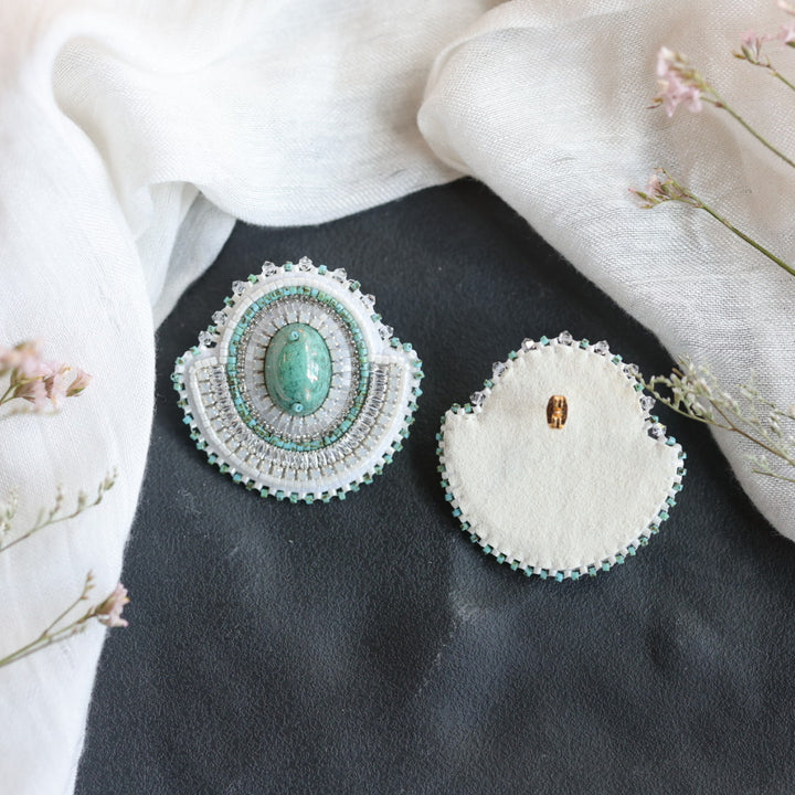 Beth Rose Designs White Turquoise Fancy Banding Earrings