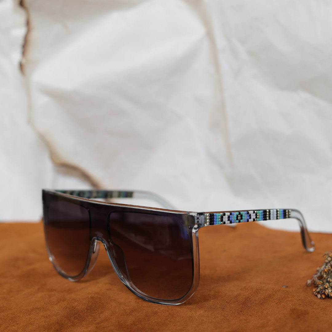 Rebelina Oversized Shield Beaded Sunglasses