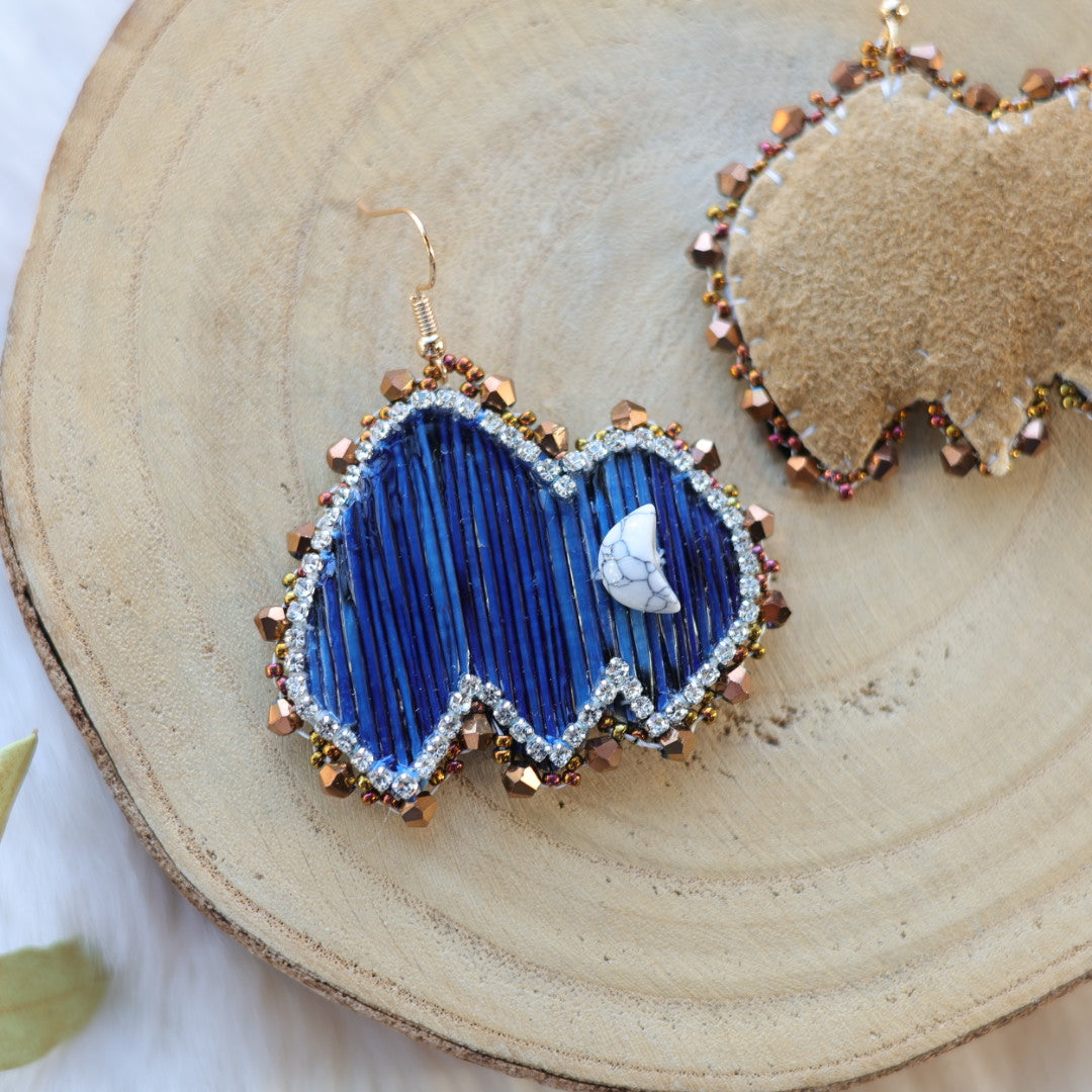 Mercedes G. Moody Blue Quill Bison Drop Earrings