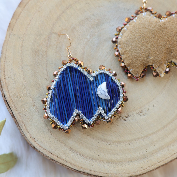 Mercedes G. Moody Blue Quill Bison Drop Earrings