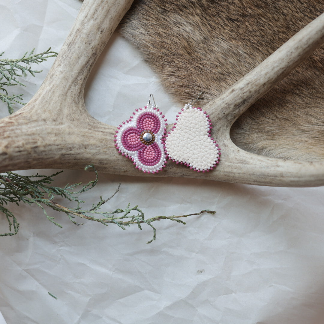 Keegan W. Beaded Small Half Floral Earrings