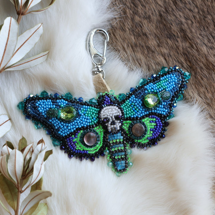 Pieces of Work by Mercedes Moth Beaded Purse Charm