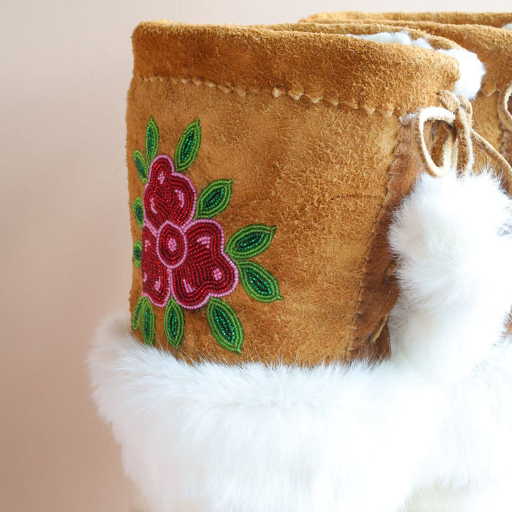Emily J. Canvas & Fur Red Floral Mukluks