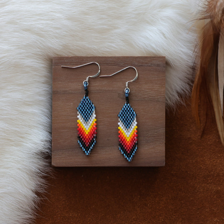Dorothy B. Large Feather Peyote Earrings
